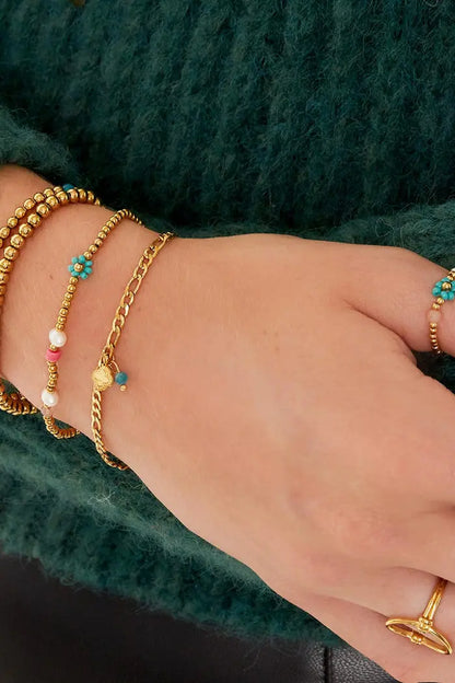 Roestvrij stalen armband bloem Groen Stainless Steel