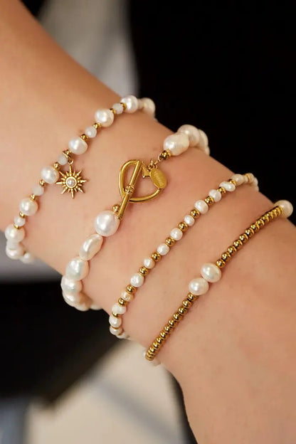 Armband parel hart sluiting Goud Stainless Steel