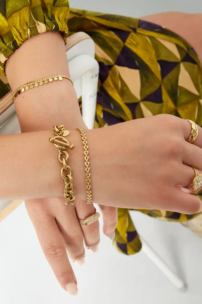 Armband linked hearts - Goud kleur