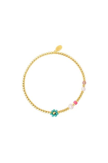 Roestvrij stalen armband bloem Groen Stainless Steel