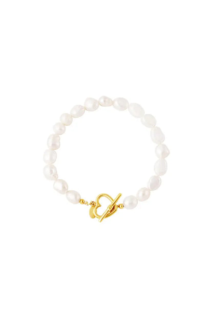 Armband parel hart sluiting Goud Stainless Steel