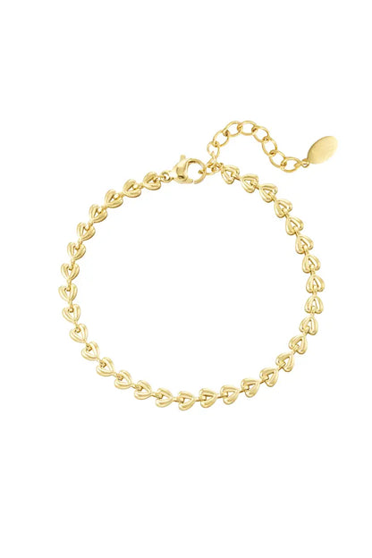 Armband linked hearts - Goud kleur