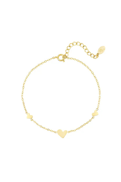 Klassieke armband met hartjes - roestvrij staal