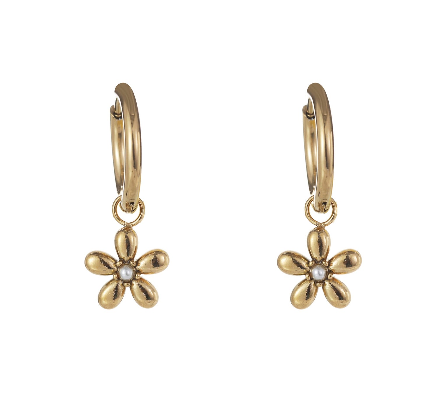 Daisy flower earrings gold